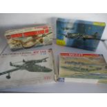 A collection four boxed models of planes including Airfix "Short Sunderland III", Hellier "Block