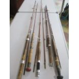 A collection of vintage fishing rods