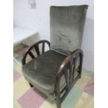 An art deco recliner chair with bentwood frame