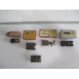 A boxed collection of vintage Britain military models including Royal Tank Corp model tank (A/F), an