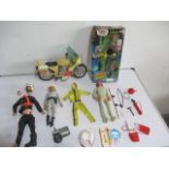 Action Man Police motorbike (with rider A/F) with a selection of poseable action figures and