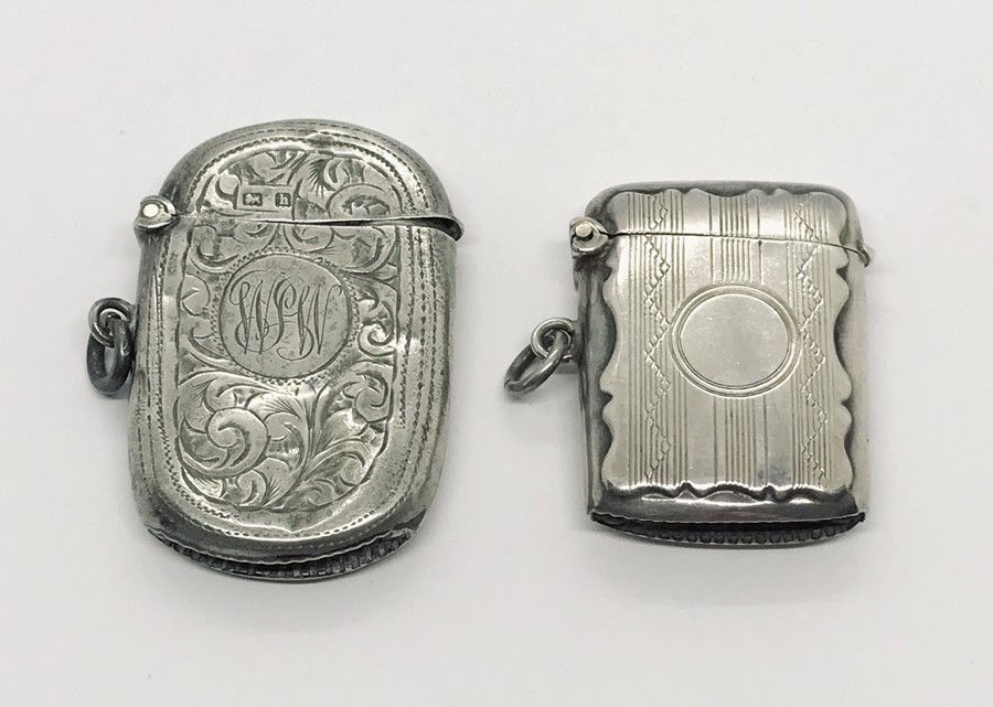 Two hallmarked silver vesta cases- 1 A/F