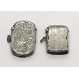 Two hallmarked silver vesta cases- 1 A/F