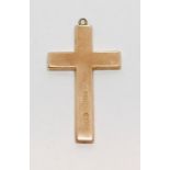 A 9ct rose gold cross, weight 1.9g