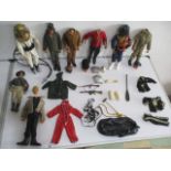 Seven Palitoy Action Man figures including deep sea diver, space ranger, soldier (eagle eyes) and