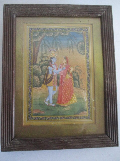 Eastern paintings (Four). Largest including frame 31cm x 23 cm, smallest including frame 22cm x - Image 4 of 5