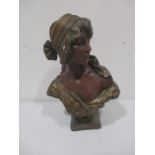 A French Art Nouveau plaster bust of a lady - named Cendrillon