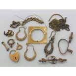 A collection of scrap 9ct gold. Weight 23.3g