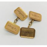 A pair of 9ct gold cuff links. Weight 5.4g