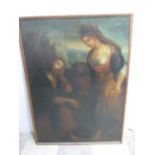 A Grand Tour oil painting of Christ and the Samaritan woman at the well. The painting is on