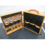 A Papworth (Swaine Adeney) leather drinks case with 4 glasses