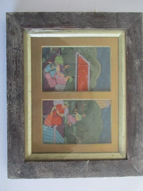 Eastern paintings (Four). Largest including frame 31cm x 23 cm, smallest including frame 22cm x - Image 5 of 5