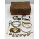 A collection of 925 silver and other jewellery including a Goebel brooch and a paste buckle