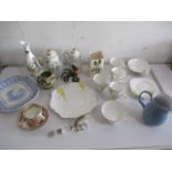 An assortment of china including Royal Worcester, Zsolnay figurine, an art deco style part tea