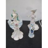 Four Coalport figurines including "Miss Jane" and "Lady Frances"