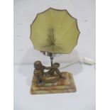 An art deco lamp on marble base with nude lady spelter figure - A/F