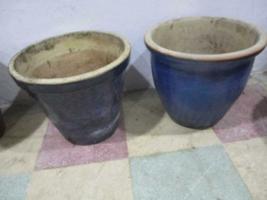 Seven glazed garden pots- tallest 50cm - Image 5 of 6