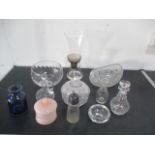 A collection of glassware including cut glass, Dartington, Whitefriars etc.