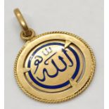 An 18ct gold and enamelled pendant. Weight 2.7g