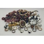 A collection of costume jewellery including 925 silver rings etc