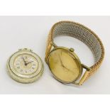 A gentleman's gold plated MuDu wristwatch along with a ladies fob watch