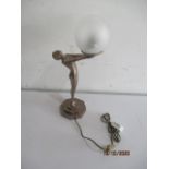 An art deco style lamp, the stem formed as a nude lady