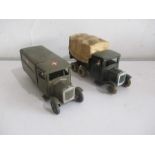 Two vintage unboxed Britain's military model vehicles including an Army Ambulance with driver & Army