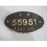 A vintage cast iron SR Lancing wagon plate (55951)