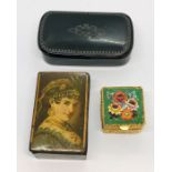 Two Victorian snuff boxes along with a micro mosaic box