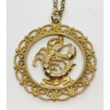 A 9ct gold Scorpio pendant on 9ct gold chain, weight 5.2g