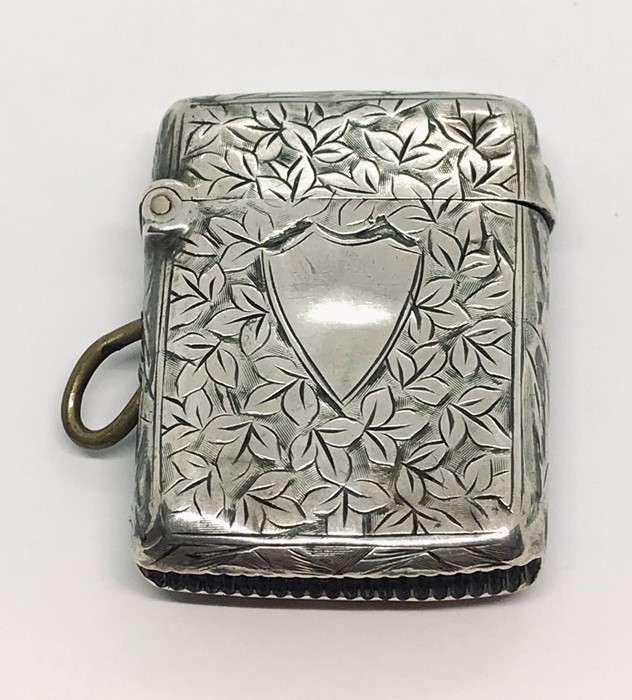 A hallmarked silver vesta case