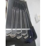 A set of Callaway X16 Steel Head Golf clubs including irons four to sand wedge and two woods