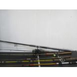 A collection of fishing rods and reels including Shakespeare, Normark Black Medallion etc.