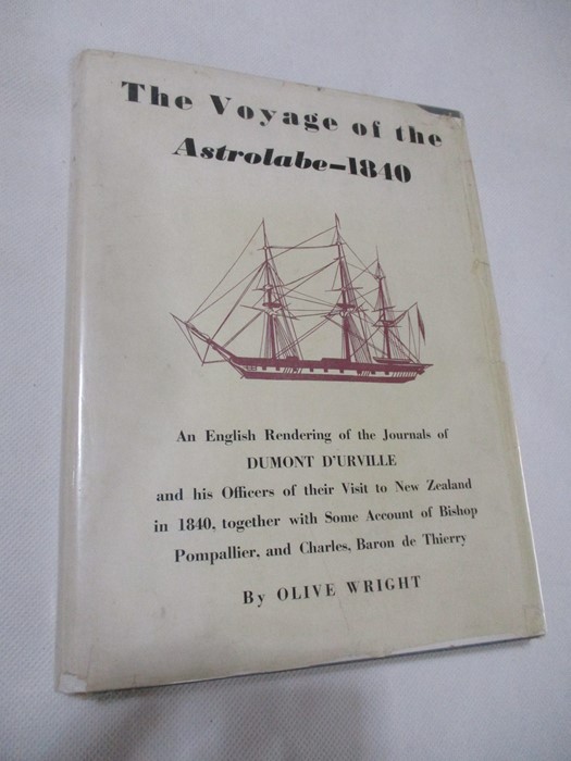 Hardback "The Voyage of the Astrolabe - 1840" by Olive Wright. Bound in blue cloth with gold