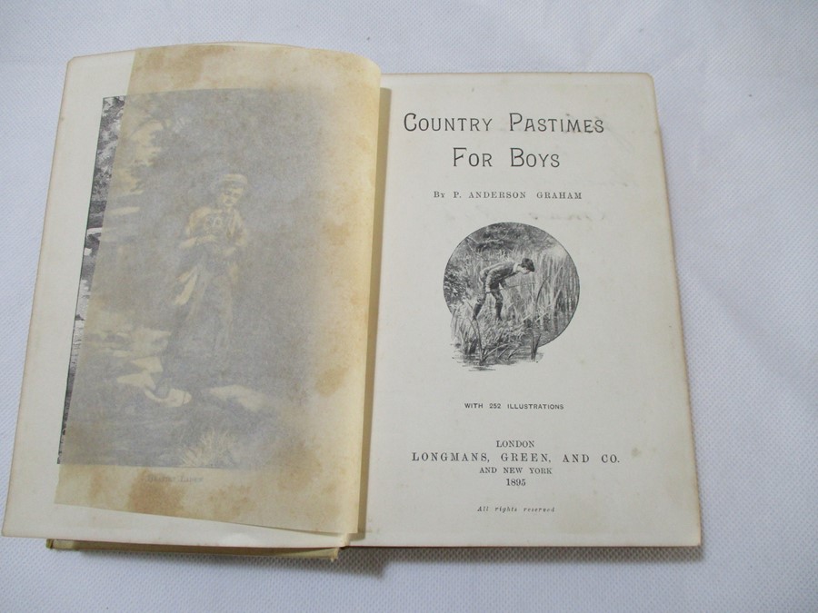 Hardback "Country Pastimes for Boys" by P. Anderson Graham. Bound in yellow cloth with decoration on - Image 4 of 5