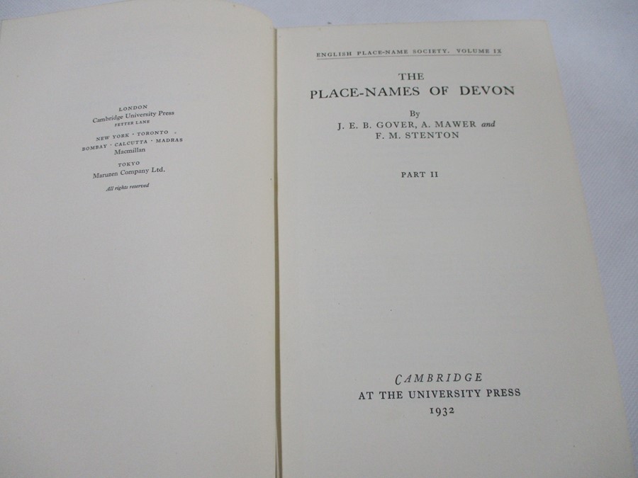 Two hardbacks "The Place Names of Devon" by J.E.B. Gower, A. Mawer and F.M. Stenton. Bound in purple - Image 4 of 4