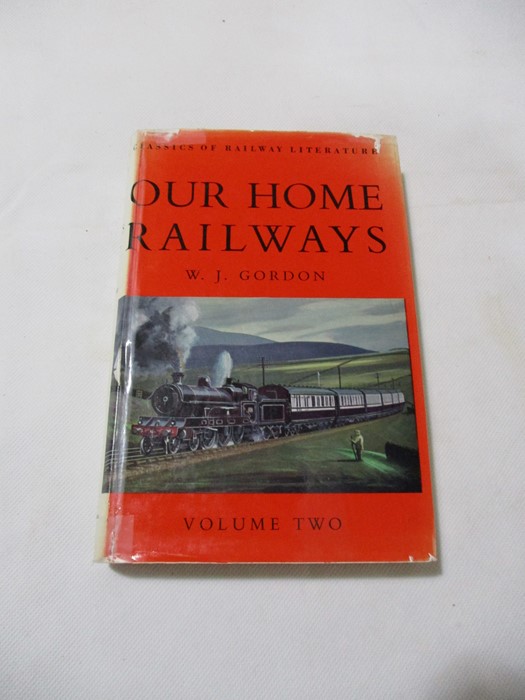 Hardback "Our Home Railways" by W.J. Gordon. Bound in red cloth with gold lettering on spine with