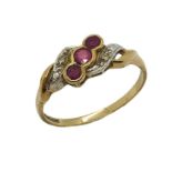A 9ct gold ring with rubies and diamonds