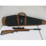 A BSA .22 Cal air rifle, along with a BSA scope & carry bag