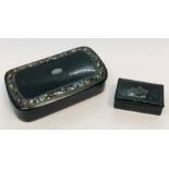 Two Victorian papermache snuff boxes