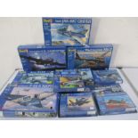 Ten boxed Revell model planes including, Wellington Mk II, Avro Lancaster B.III "Dambusters", F-22 A