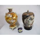 A large Satsuma vase and two others all A/F