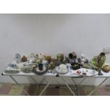 A collection of various china, pottery, brass, glassware including Widecombe Fair, Tremar
