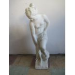 A white painted statue of a semi-nude lady 85cm in height
