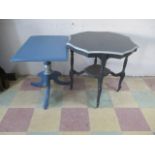 A painted Edwardian centre table with shaped top, along with a painted occasional table on tripod