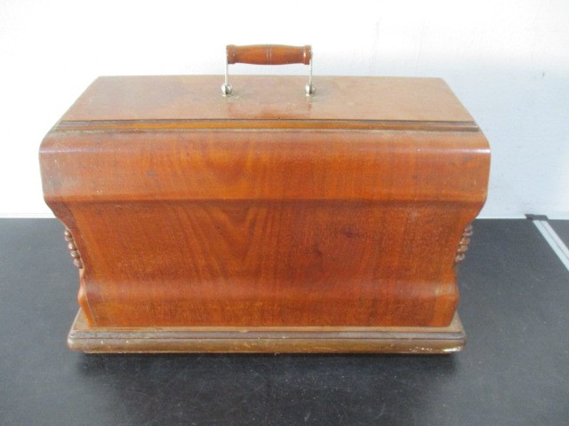 A collection of various items including a cased sewing machine (locked no key), bed warmer, pair - Image 6 of 15