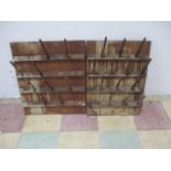 Two vintage wooden bottle drying racks