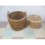 One wicker log basket, along with one other