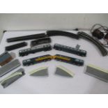 A collection of Hornby model railway including two Inter-City 125 locomotives, two carriages,