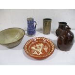 Collection of studio pottery, slip ware etc